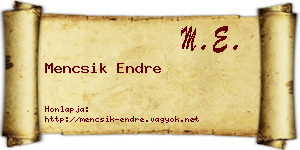 Mencsik Endre névjegykártya